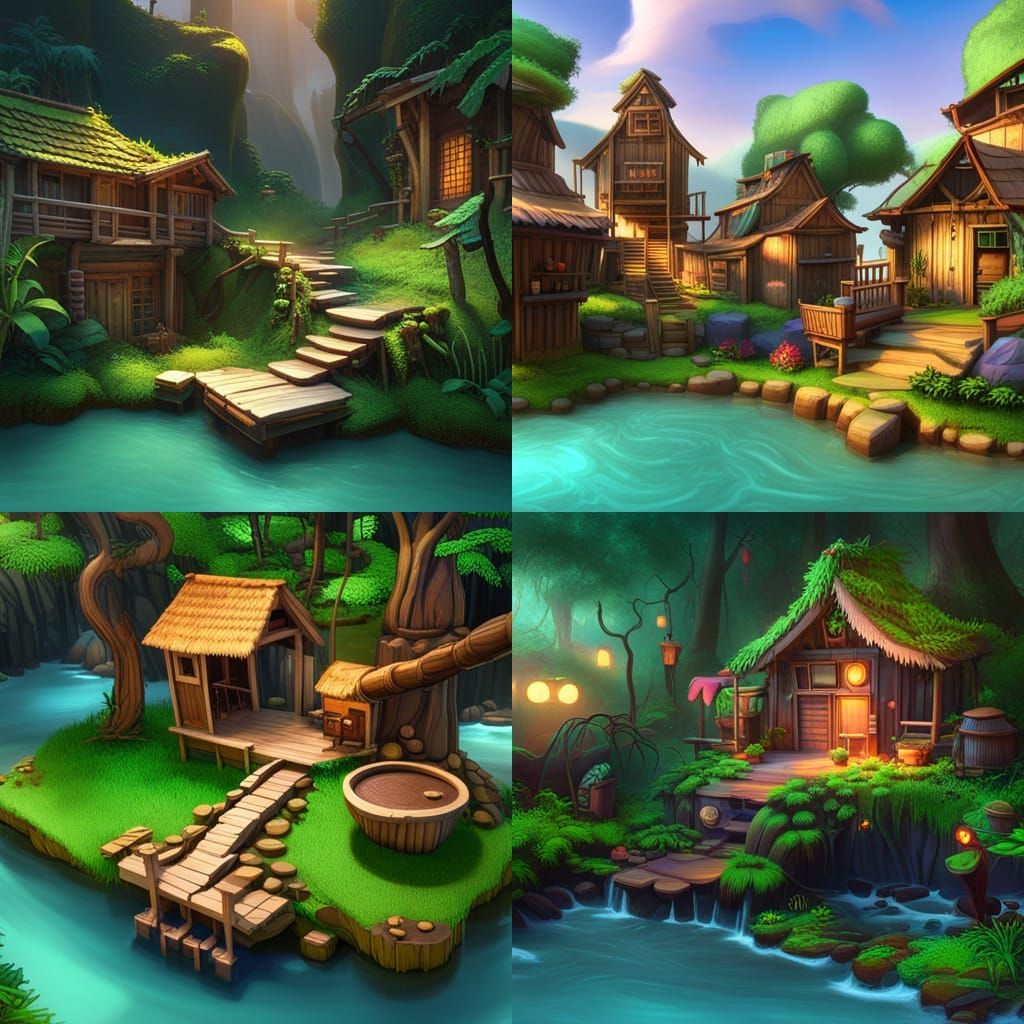 Tiki Voodoo Game Level Art in 3D Digital Style