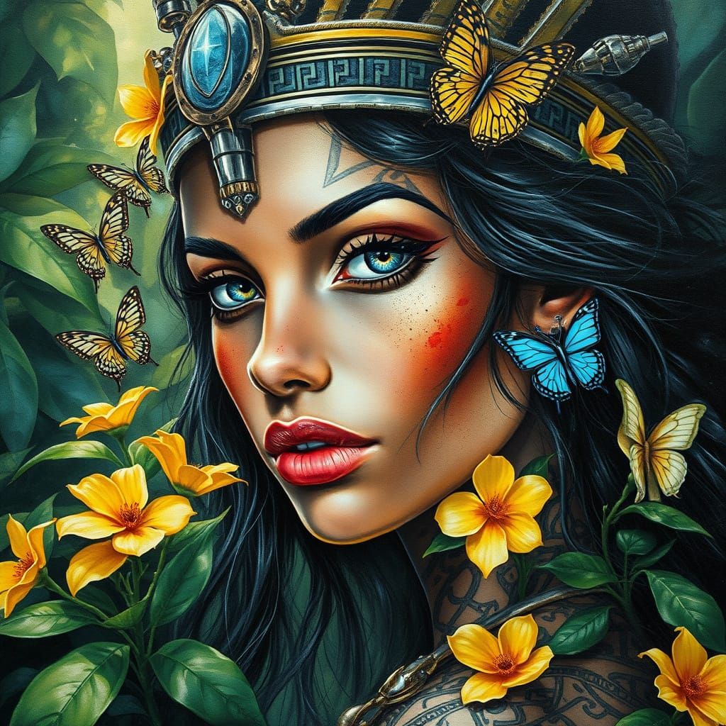 Enchanted Amazonian Goddess in Dark, Mystic Splendor