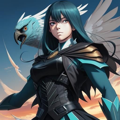 Bird-Human Hybrid in Anime Style