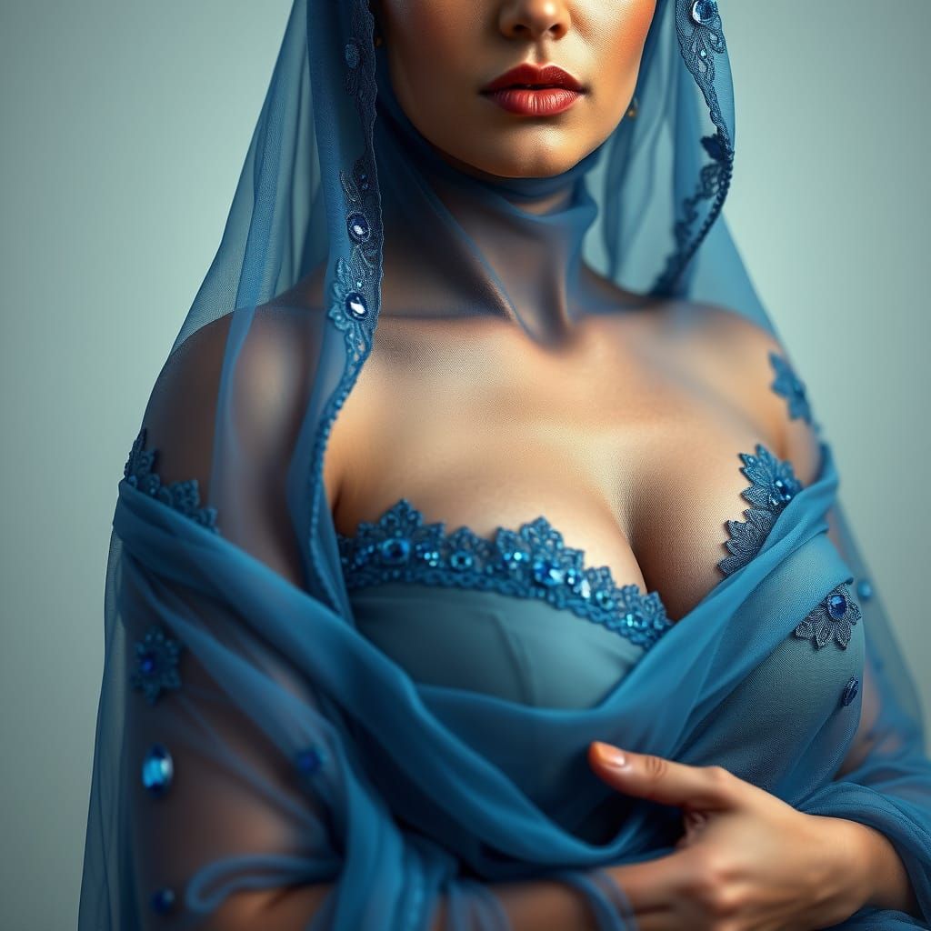 Ethereal Beauty in Vibrant Blue Burka