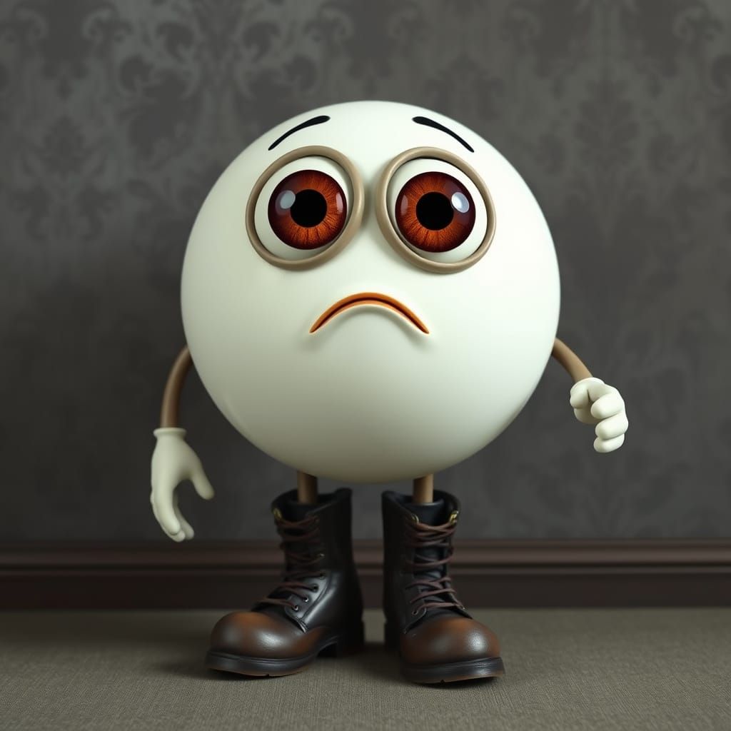 Whimsical Snowy Snooker Ball with Gigantic Poppy-Out Eyes