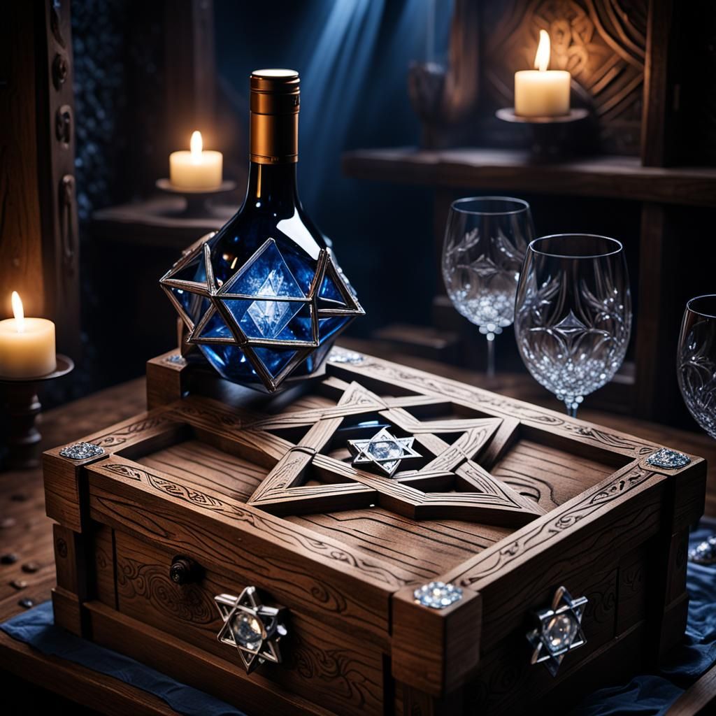 Gothic Wine Crate with Star of David Lock