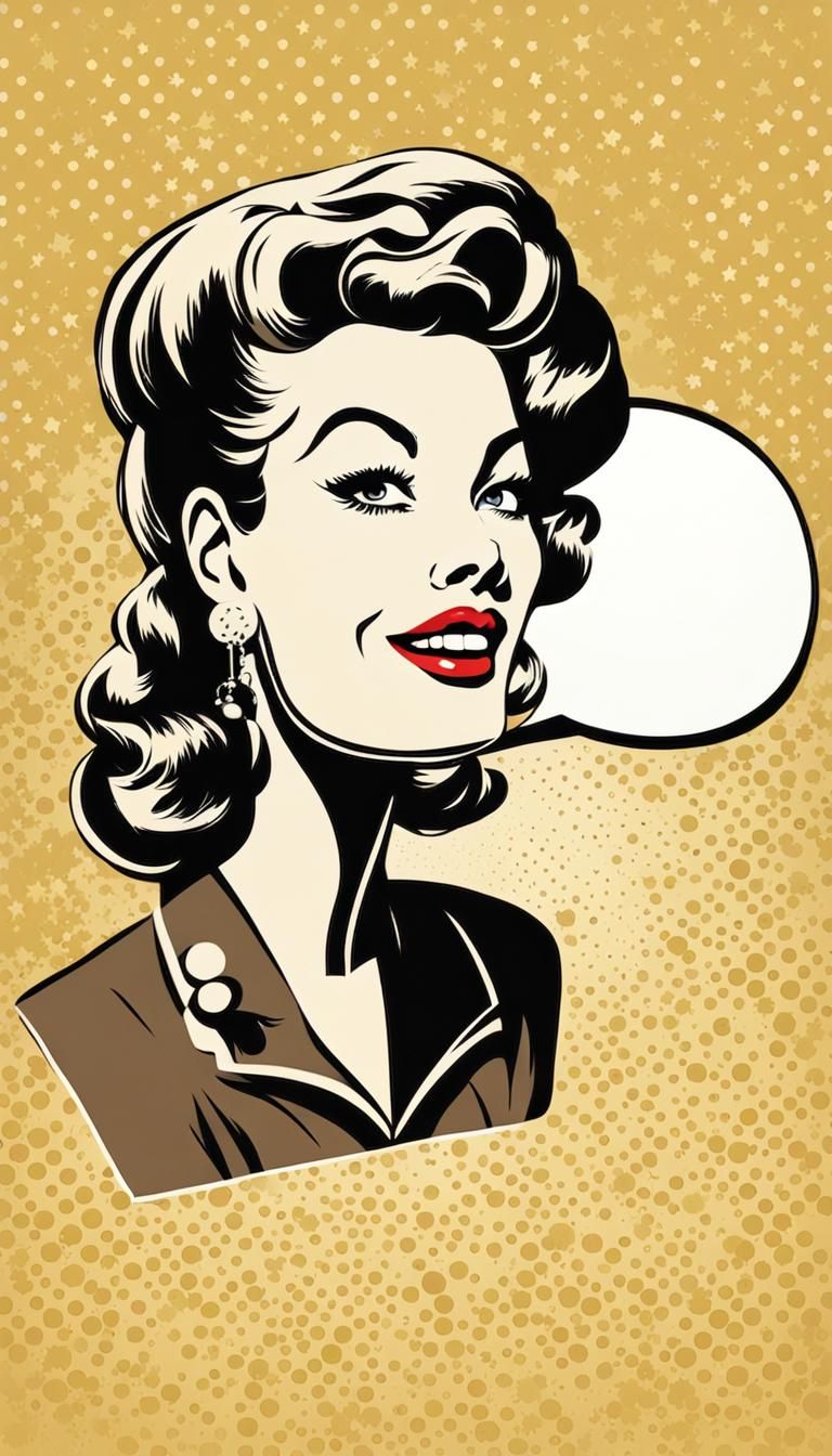 Rockabilly Woman with Speech Bubble in 50s Style