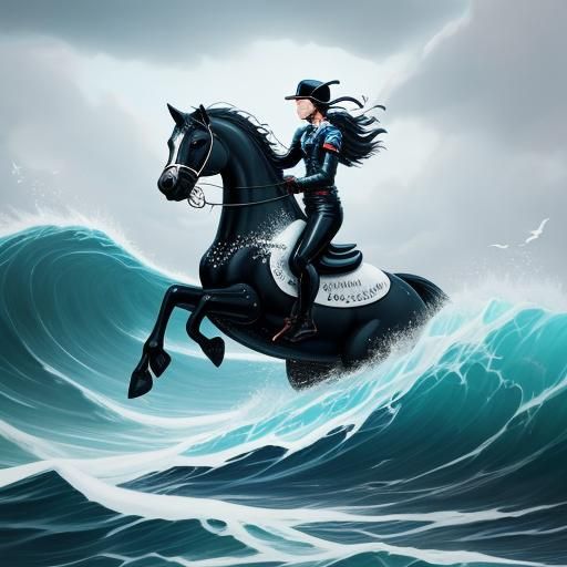 Foam Orca Horse: A Digital Fantasy Sea Creature