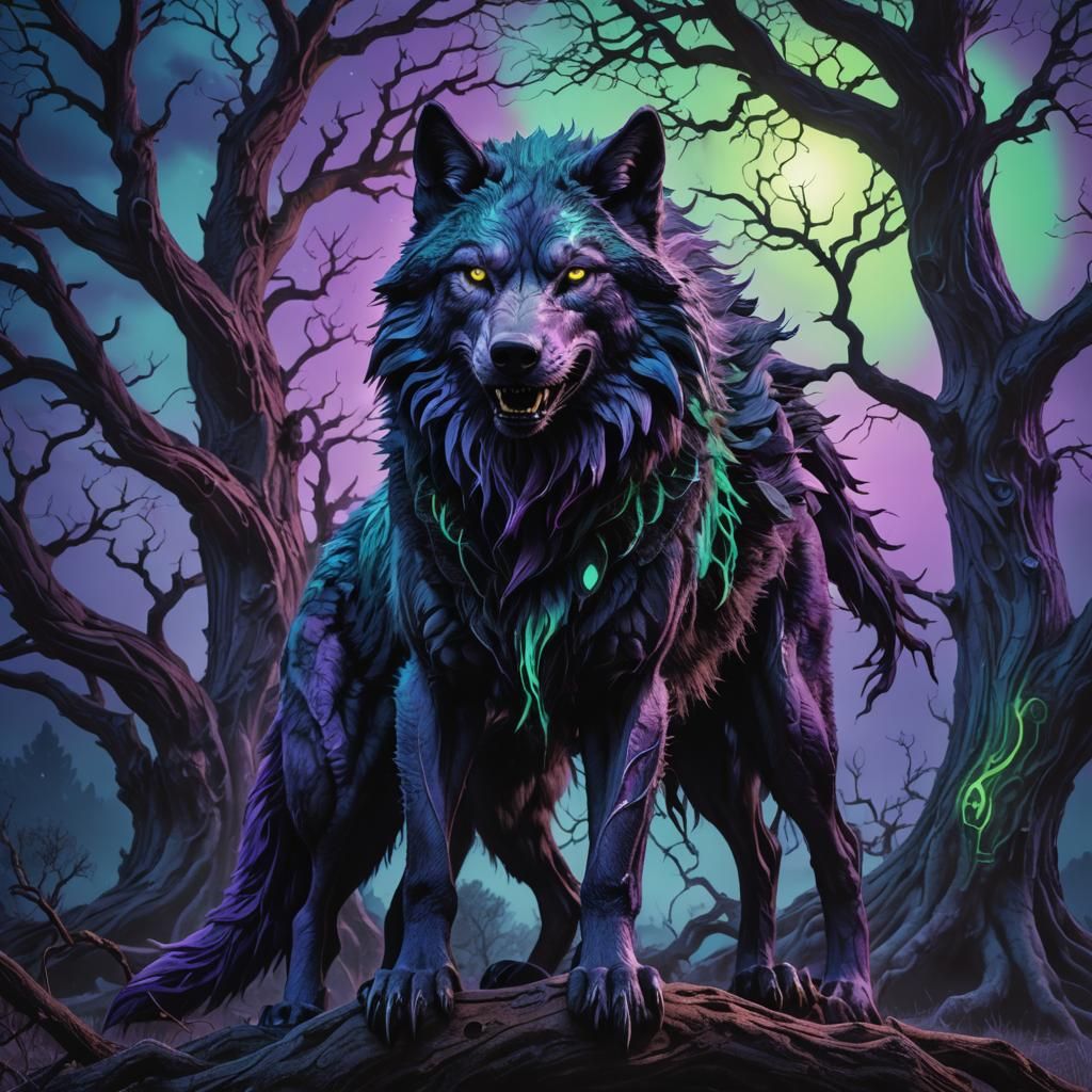 Demon Wolf of Skinwalker Ranch in Dark Fantasy Art