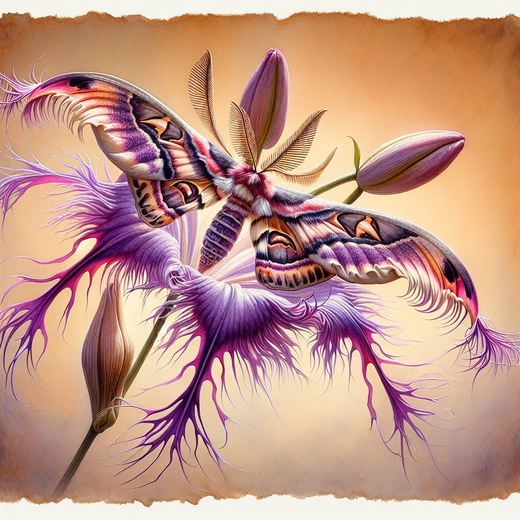 Enchanting Fringe Lily Moth Blossom in Oil Watercolor Style