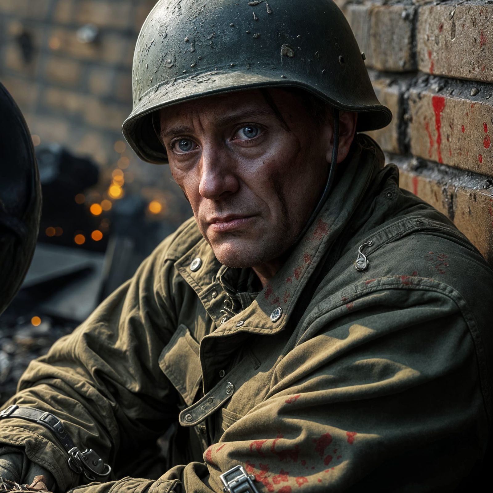 World War Two Soldier After Bloody Battle: Hyperrealistic Ar...