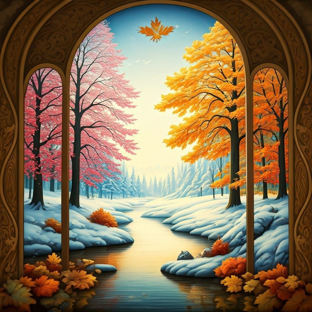 Ethereal Art Deco Seasons in Harmony