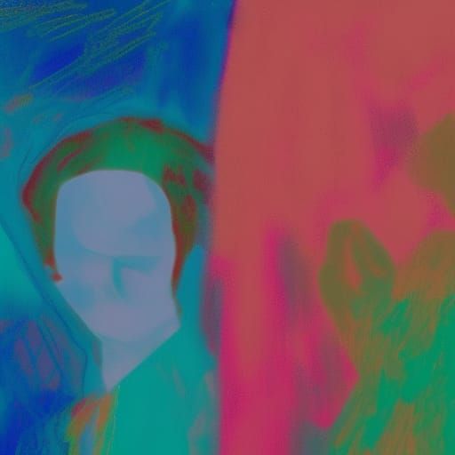 Abstract Depressed Figure in Vaporwave Style