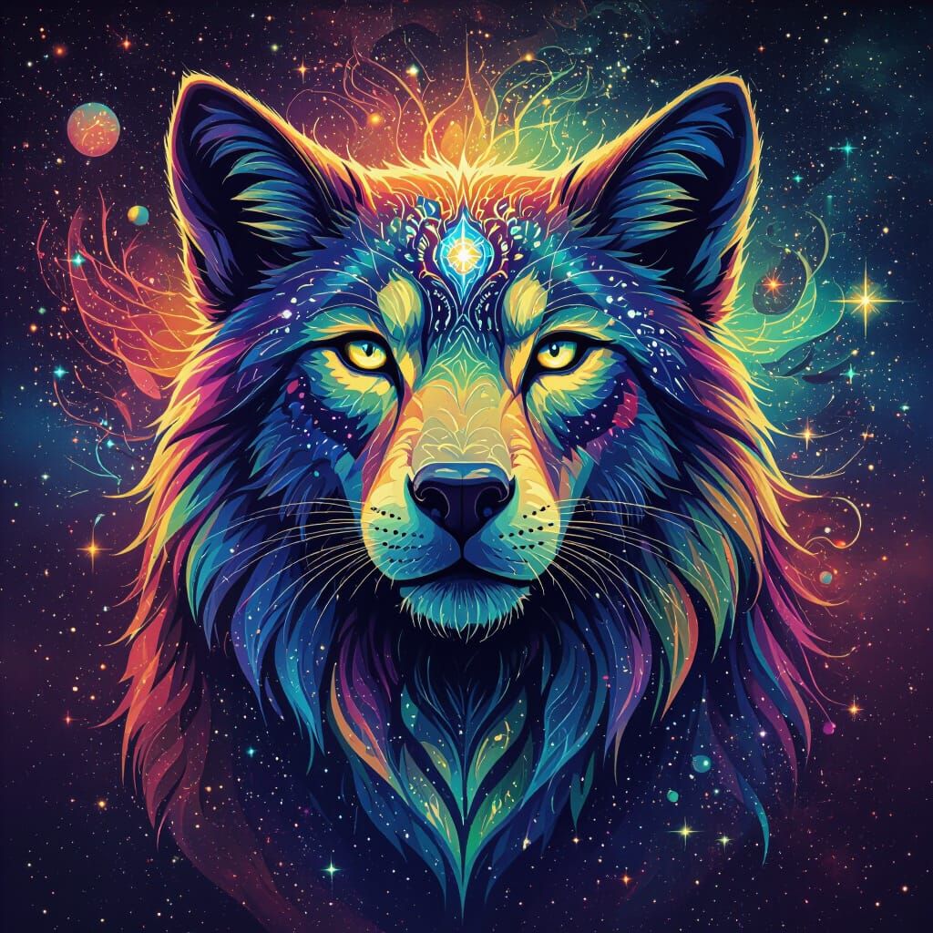 Cosmic Psychedelic Animal Guides Art