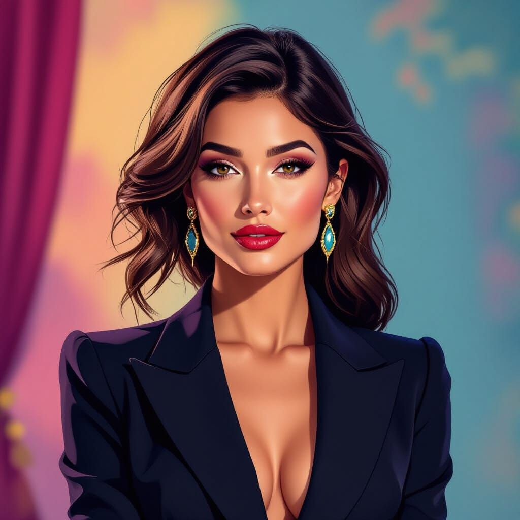 Elegant Woman in Hyperrealistic Concept Art Style