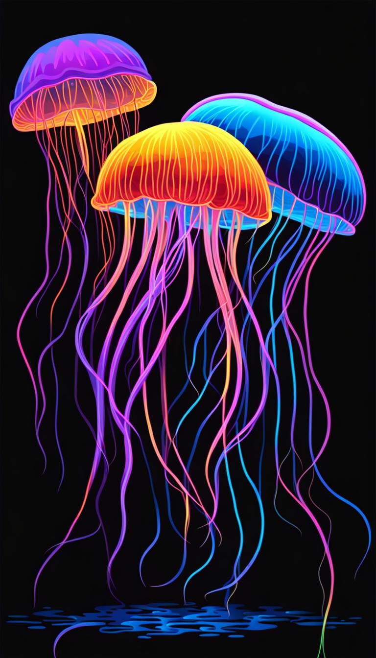 Neon Jellyfish Under Black Light