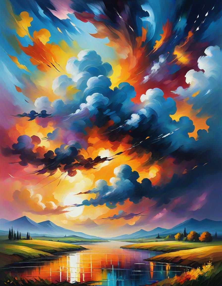 Surrealist Nighttime Dreamscape from a Brushstroke Window