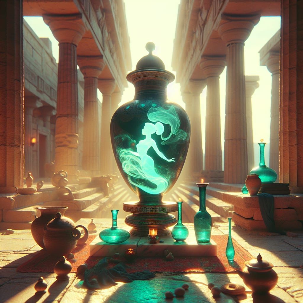 Acropolis Amphorae with Genie in 70mm Style