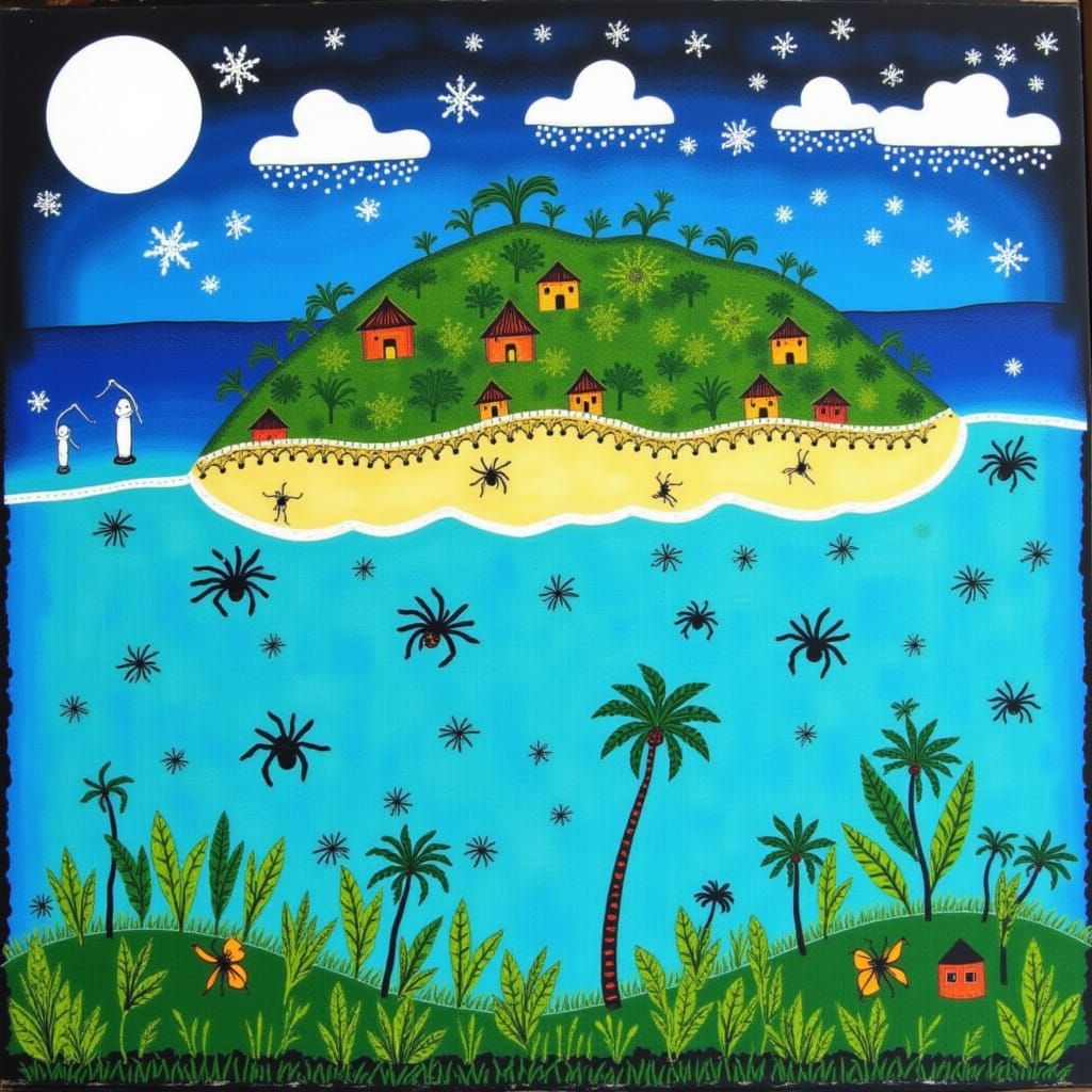 Tropical Island Paradise with Spider Town Elements