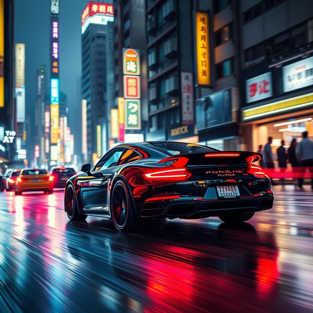 Porsche 911 Turbo Speeds Through Neon Seoul