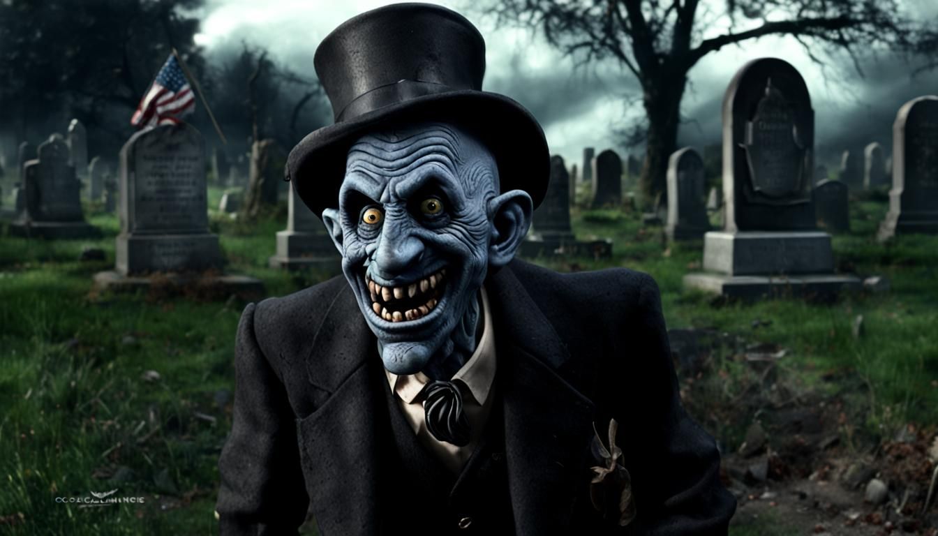 Sinister Troll Portrait in Cemetery, Sharp Focus