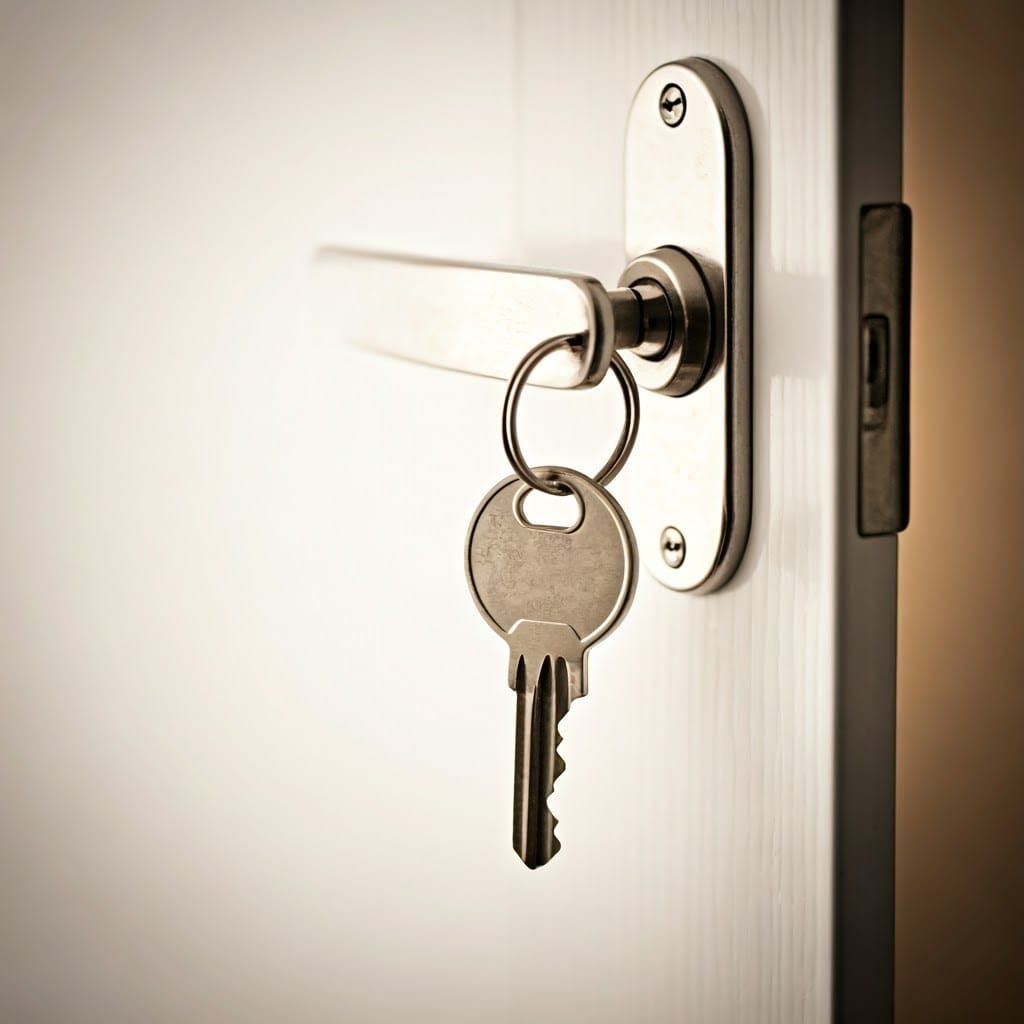 White Door with Keys: High-Resolution DSLR Photography