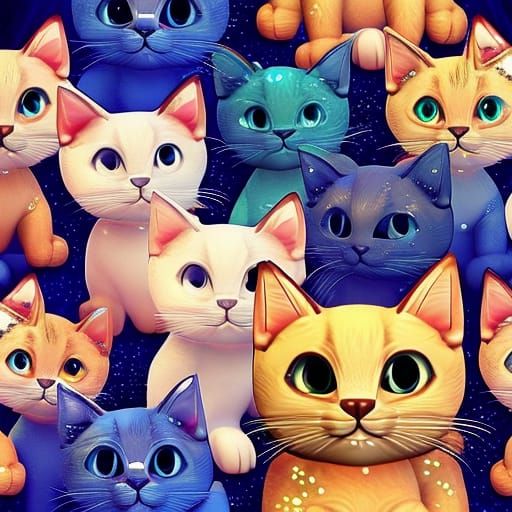 Seamless Star Cats Pattern Texture