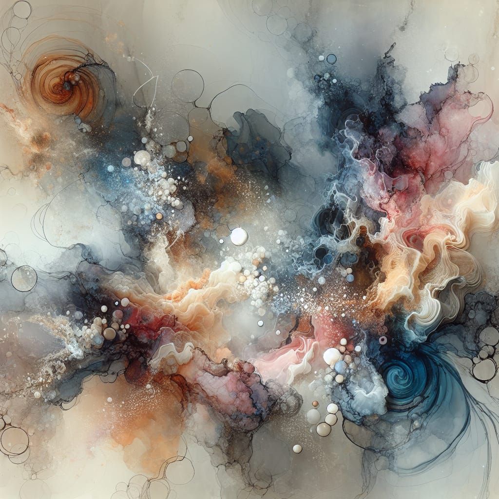 Dreamlike Abstract Unraveling: Mixed Media Surrealism