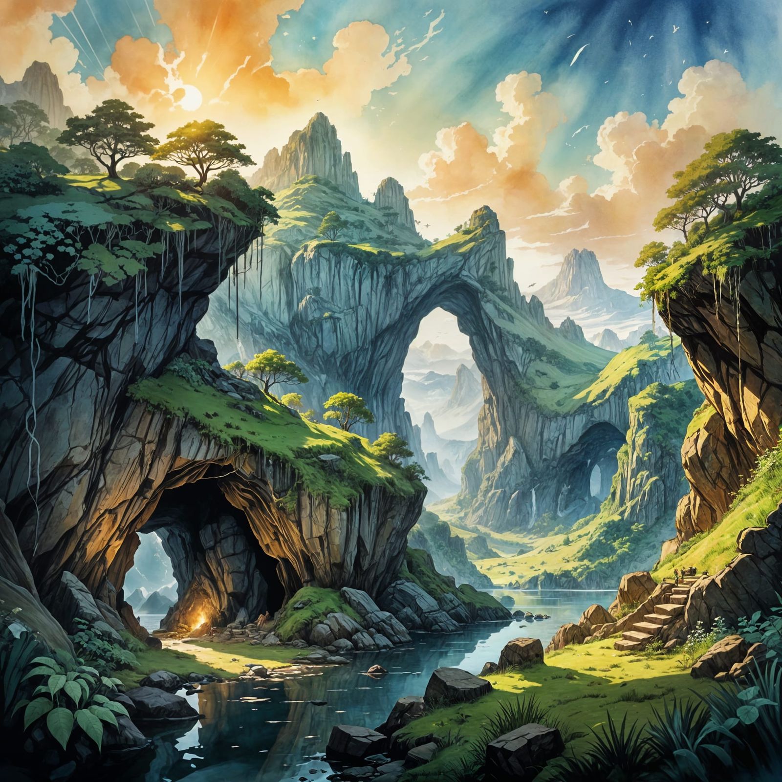 Idyllic Hermit Cave View: Serene Nature Scene