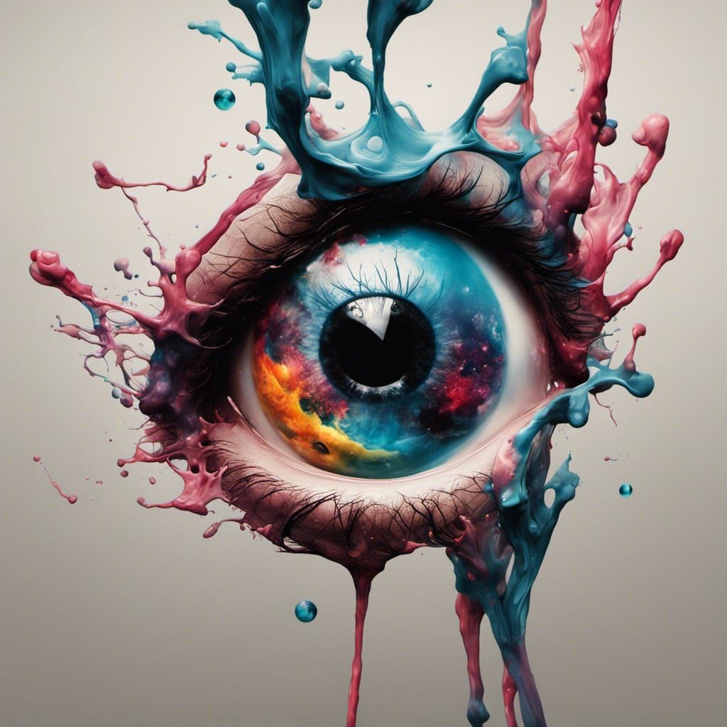 Surreal Galaxy Eye Macro Art in Hard Edge Style