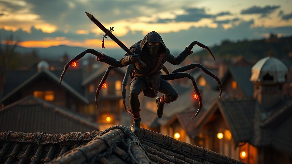 Ninja Spider at work in the village