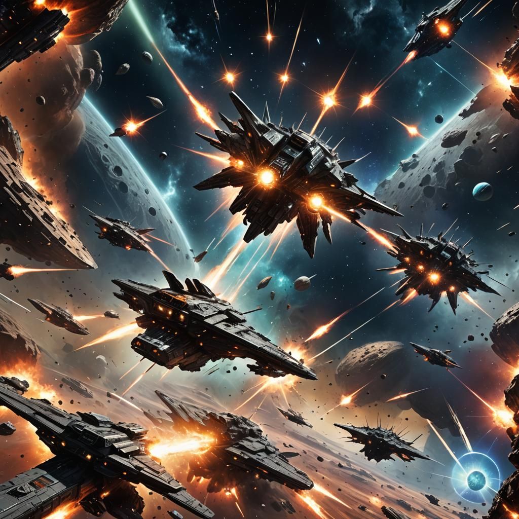 Epic Sci-Fi Space Battle Concept Art