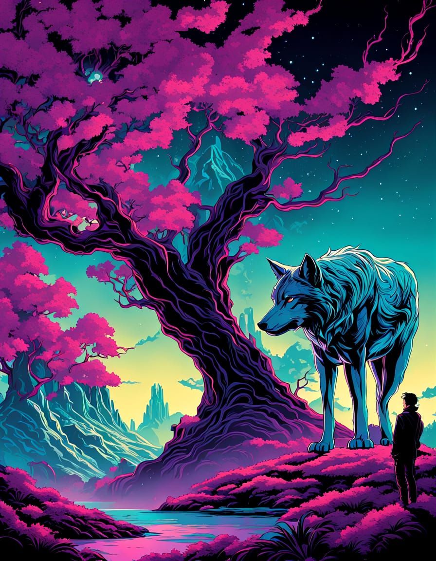 Surreal Fantasy Warrior in Vibrant Forest