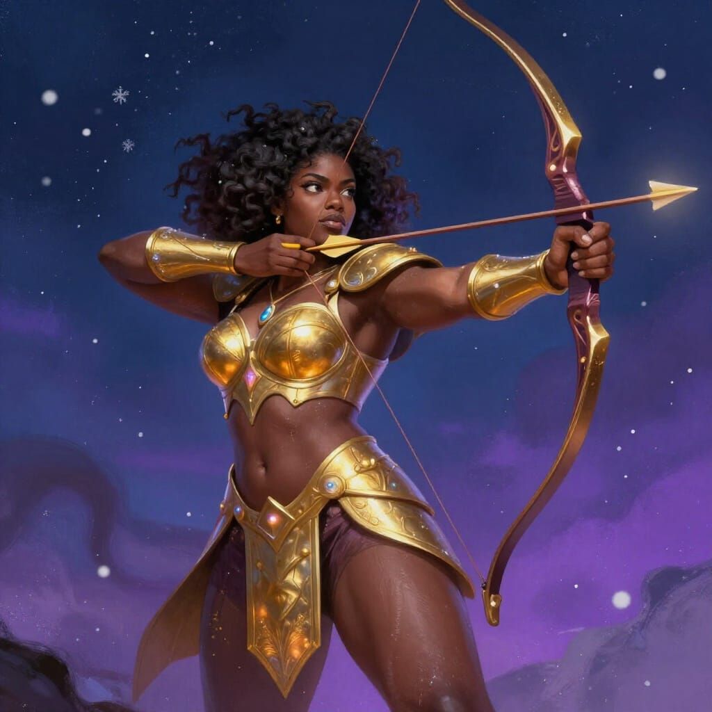Black Sagittarius Centaur Aims Bow at Starry Night Sky