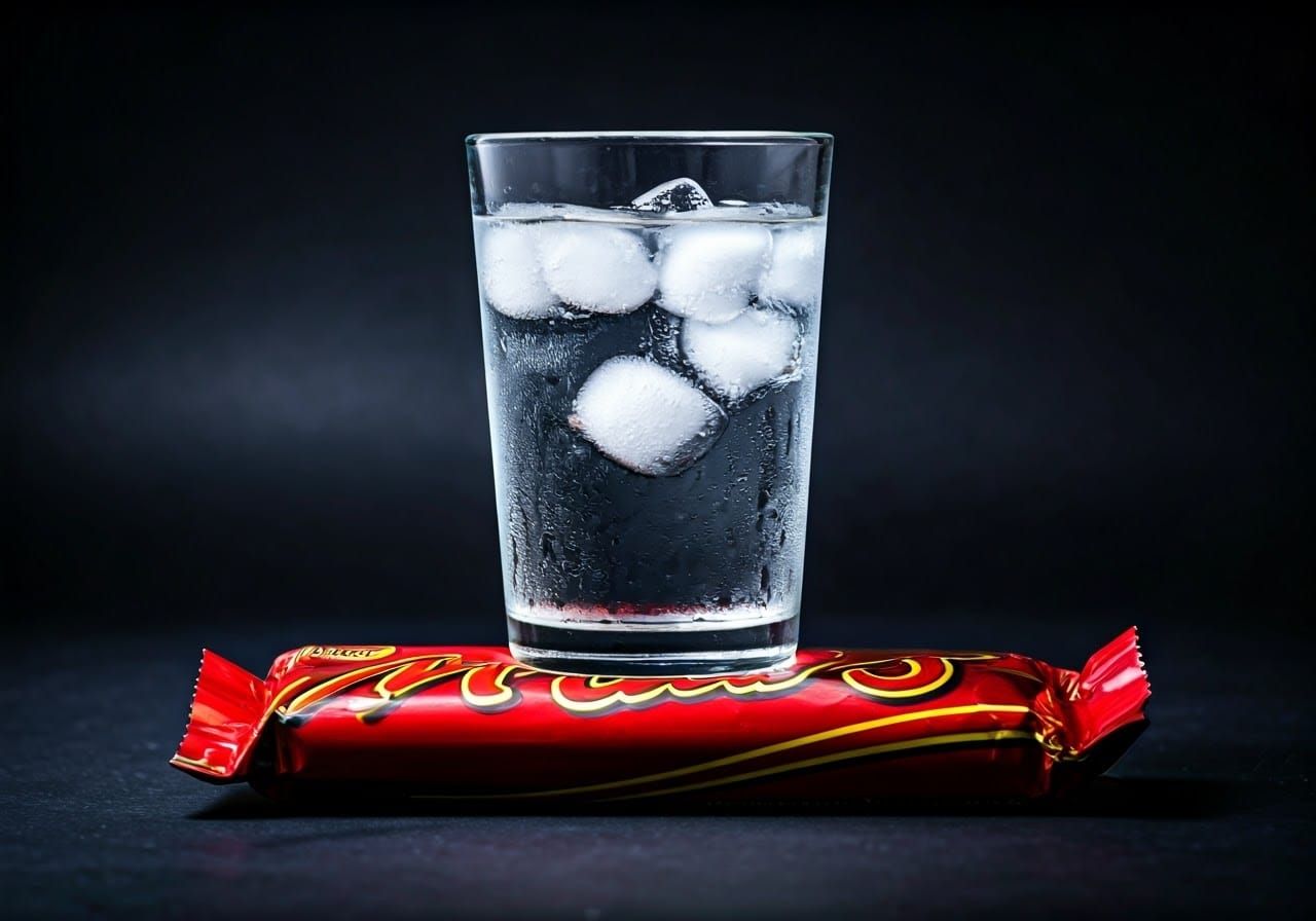 Iced Water on Mars Bar in Pop Art Style