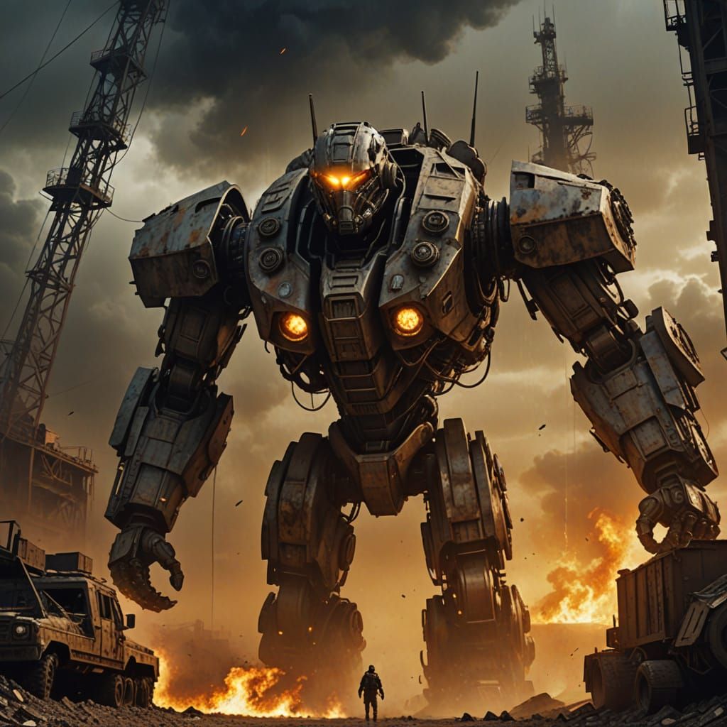 War Machine Concept Art in Industrial Style