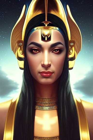 Egyptian Goddess Amunet Portrait in Mystical Style
