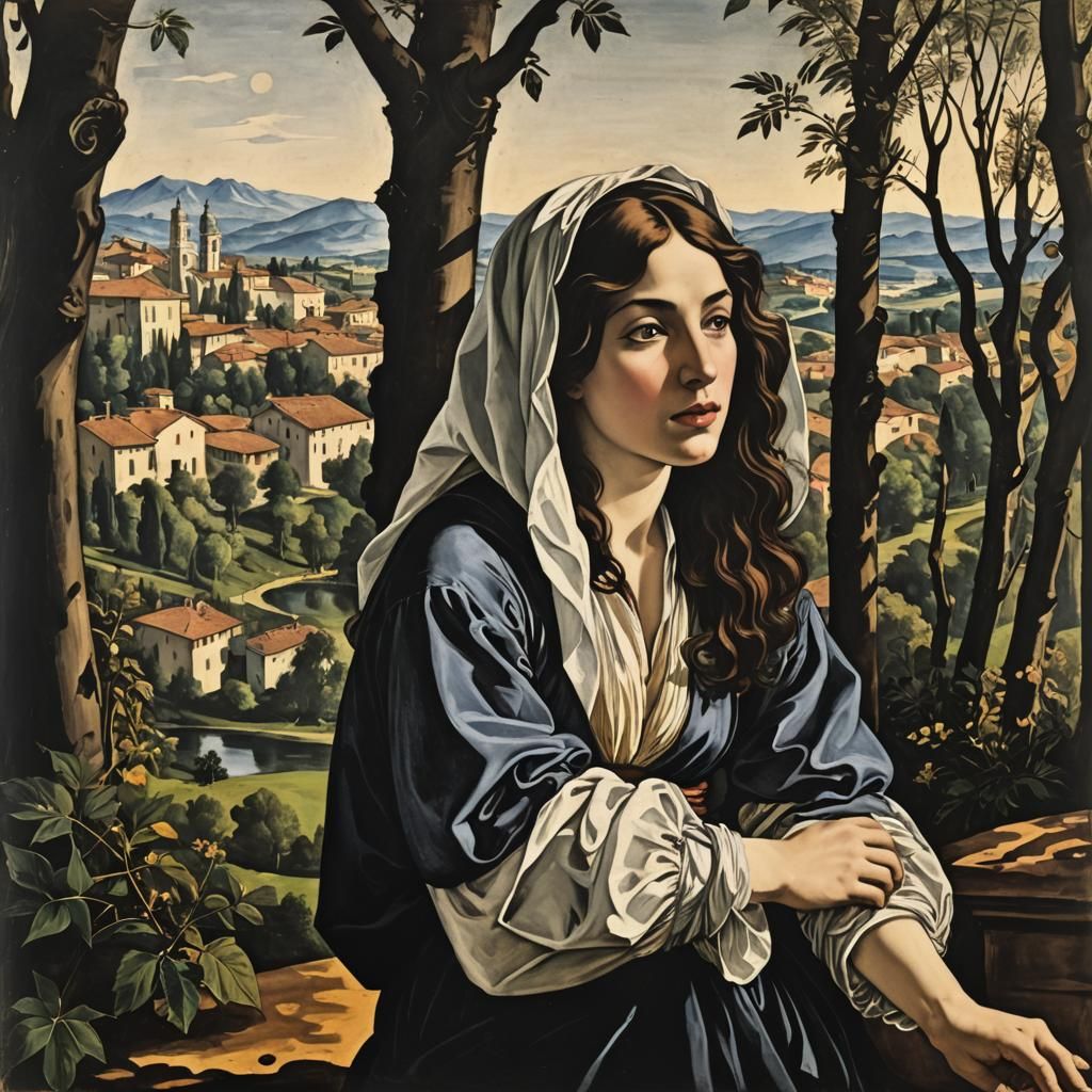 European Ink Print in Gouache Style