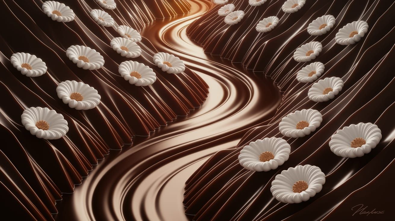 Chocolate River Flowing Through Chocolate Canyon, Airbrush A...