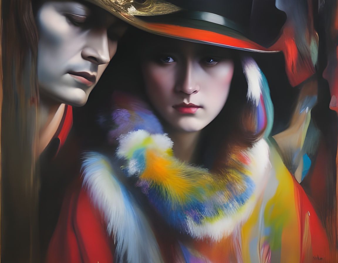 Expressionist Portrait with Dynamic Lighting and Detail