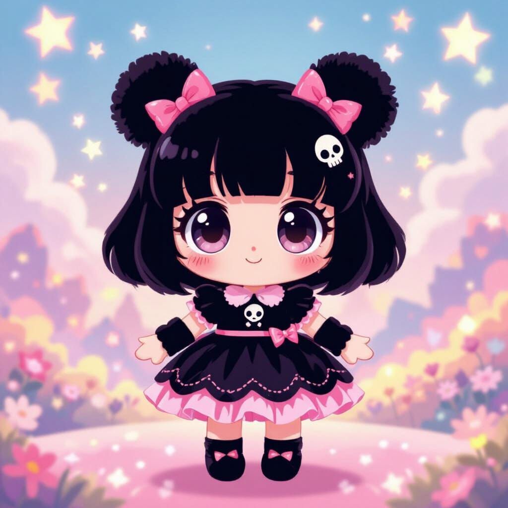 Cute Anime Chibi Plush Toy Inspired by Kuromi