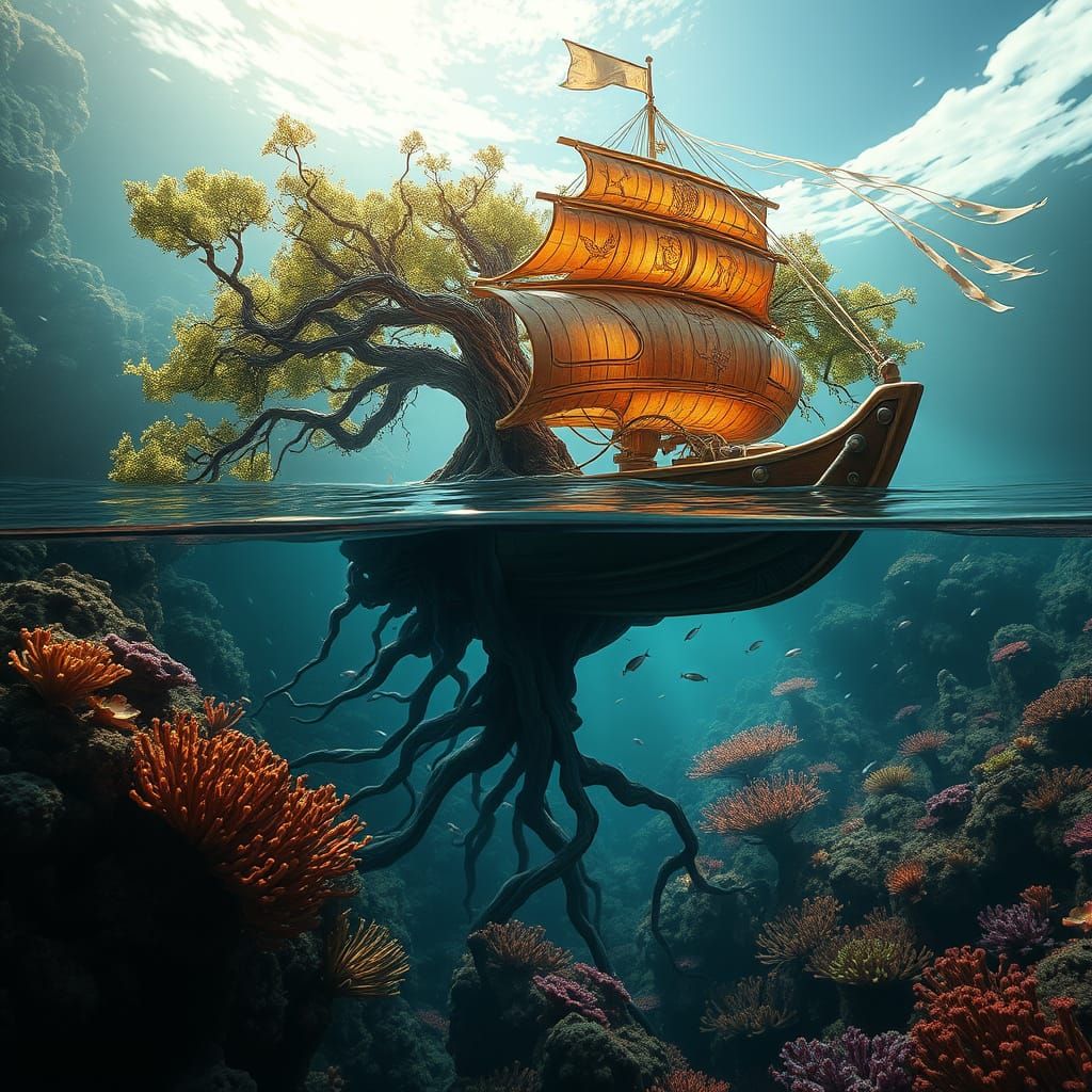 Ethereal Split-Frame Vision of Coexisting Worlds