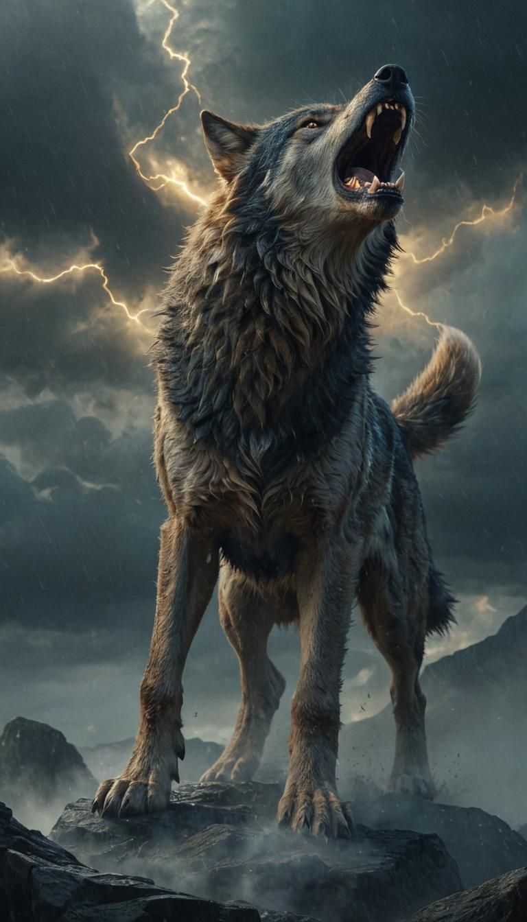 Fenrir Breaks Free: Norse Mythology Digital Painting