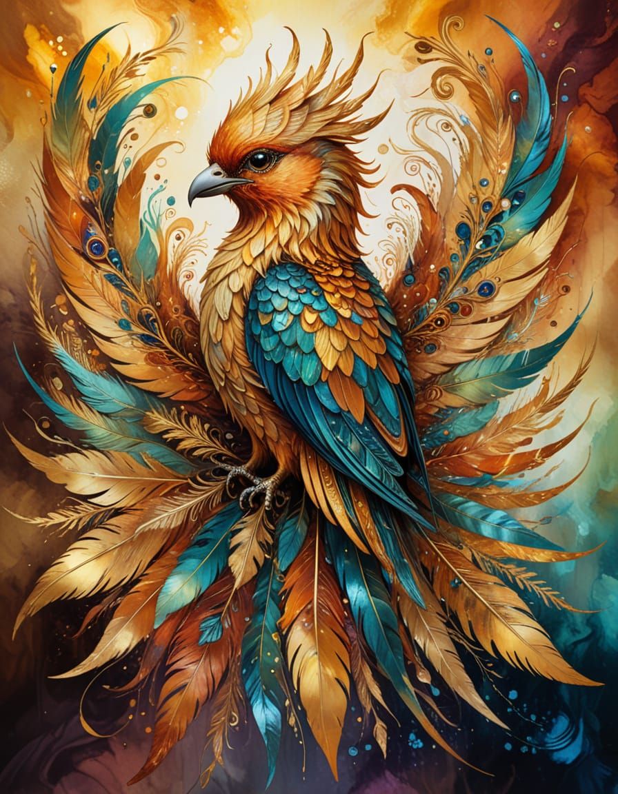 Surreal Phoenix with Sword and Eyepatch Painting