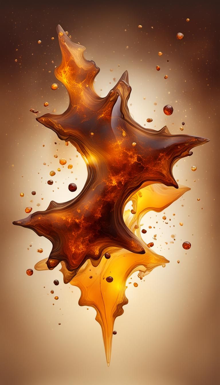 Abstract Surreal Art: Shuffling Stars in Amber