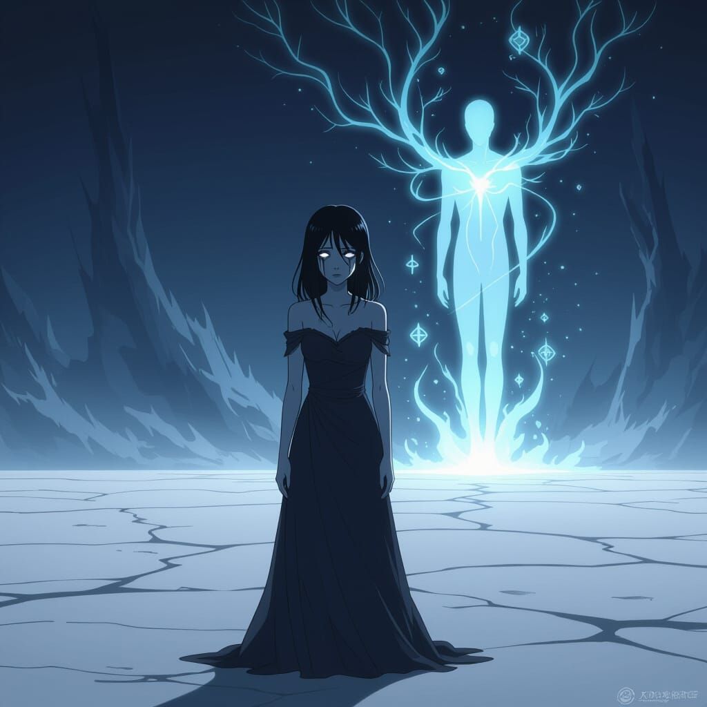 Anime Portrait of Woman and Soulmate in Void