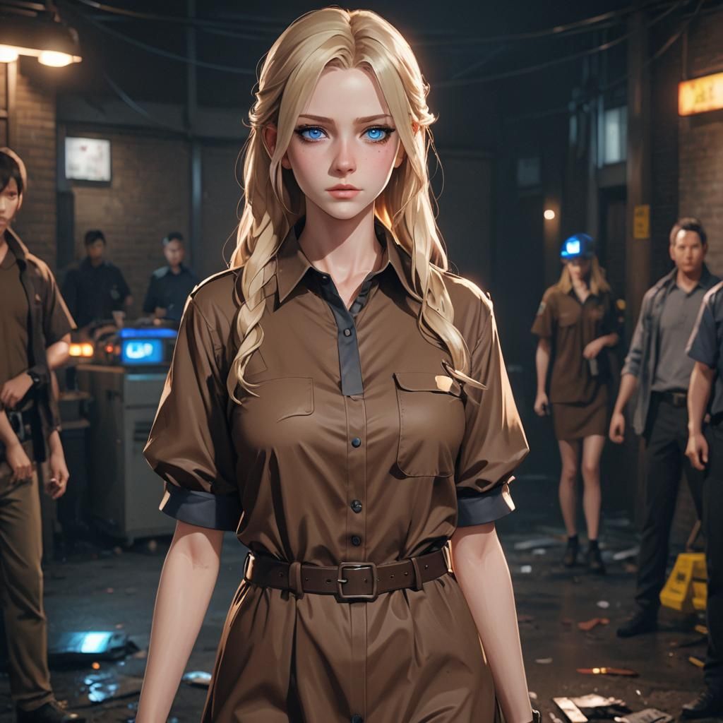 Anime Girl in Crime Scene: 3D Aesthetic Art