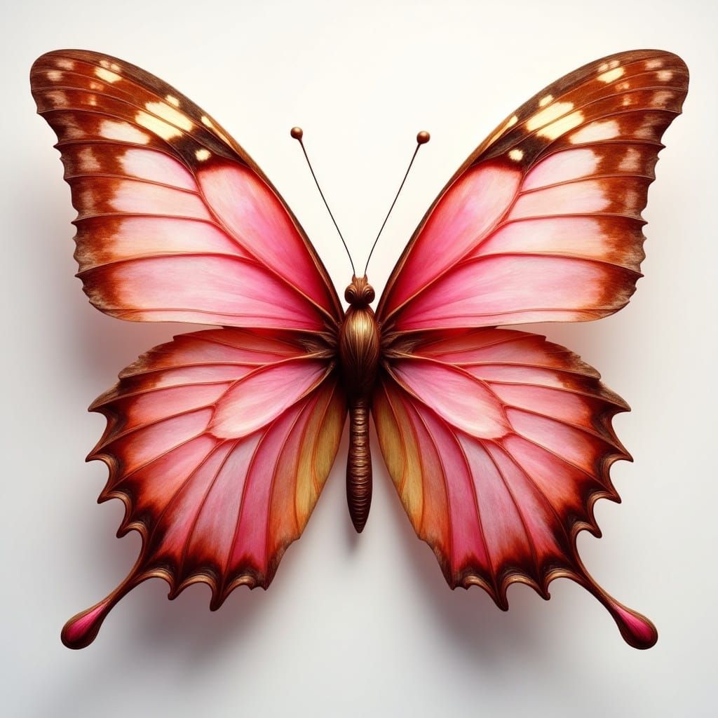 Ethereal Butterfly in Pink and Brown