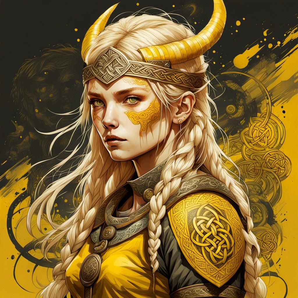 Viking Warrior Woman with Celtic Tattoos