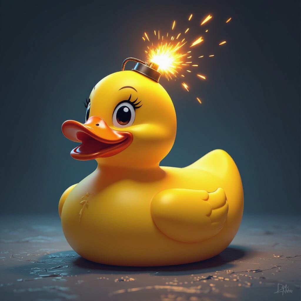 Vibrant Yellow Rubber Duck Grenade with Sparking Fuse