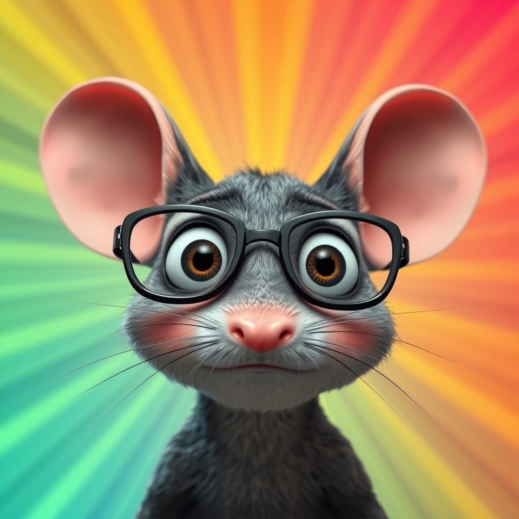 Timid Mouse Face in 3D Digital Art Style