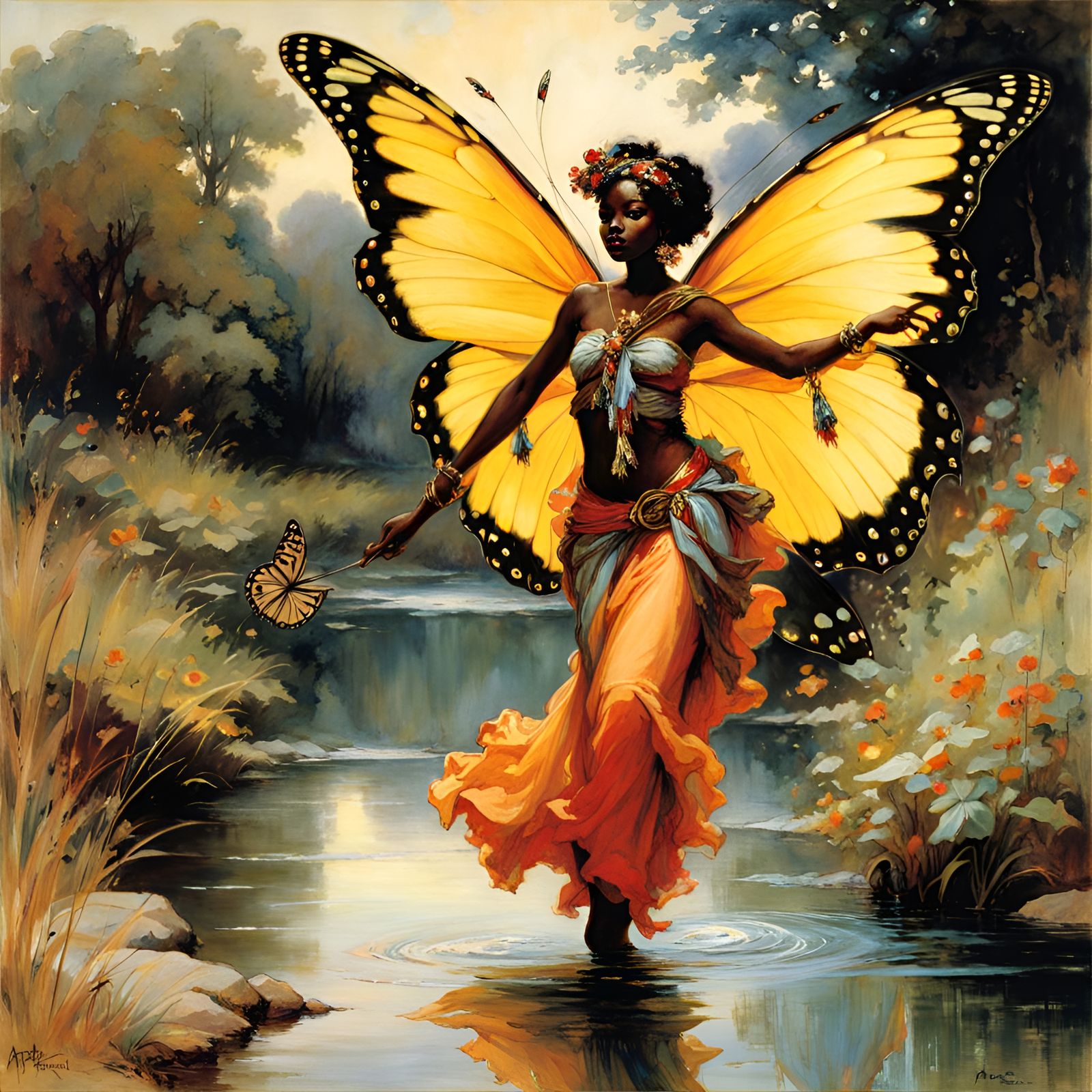 Butterfly Fairy, art by Arthur Rackham, Pino Daeni