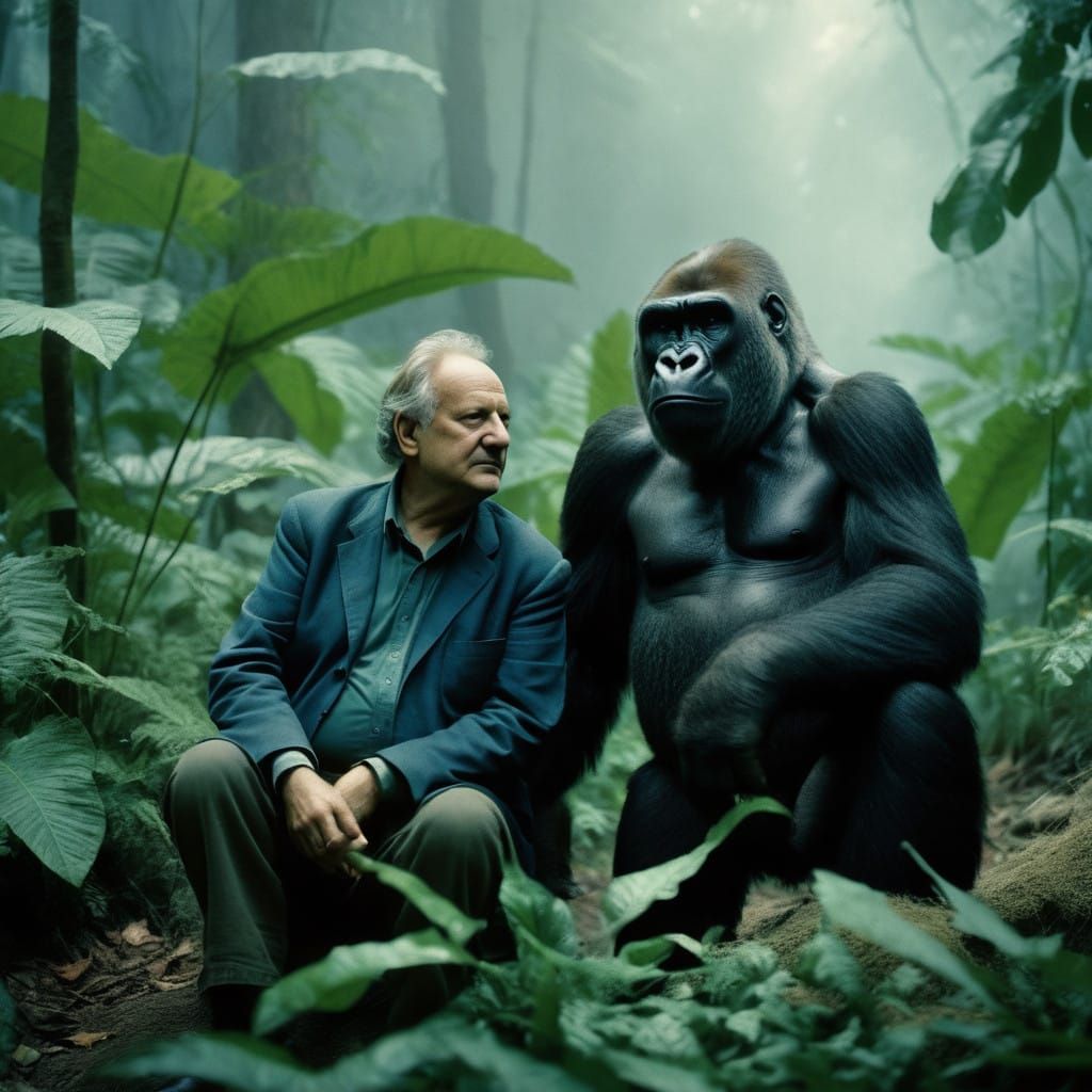 Majestic Gorilla Family in Jungle Landscape