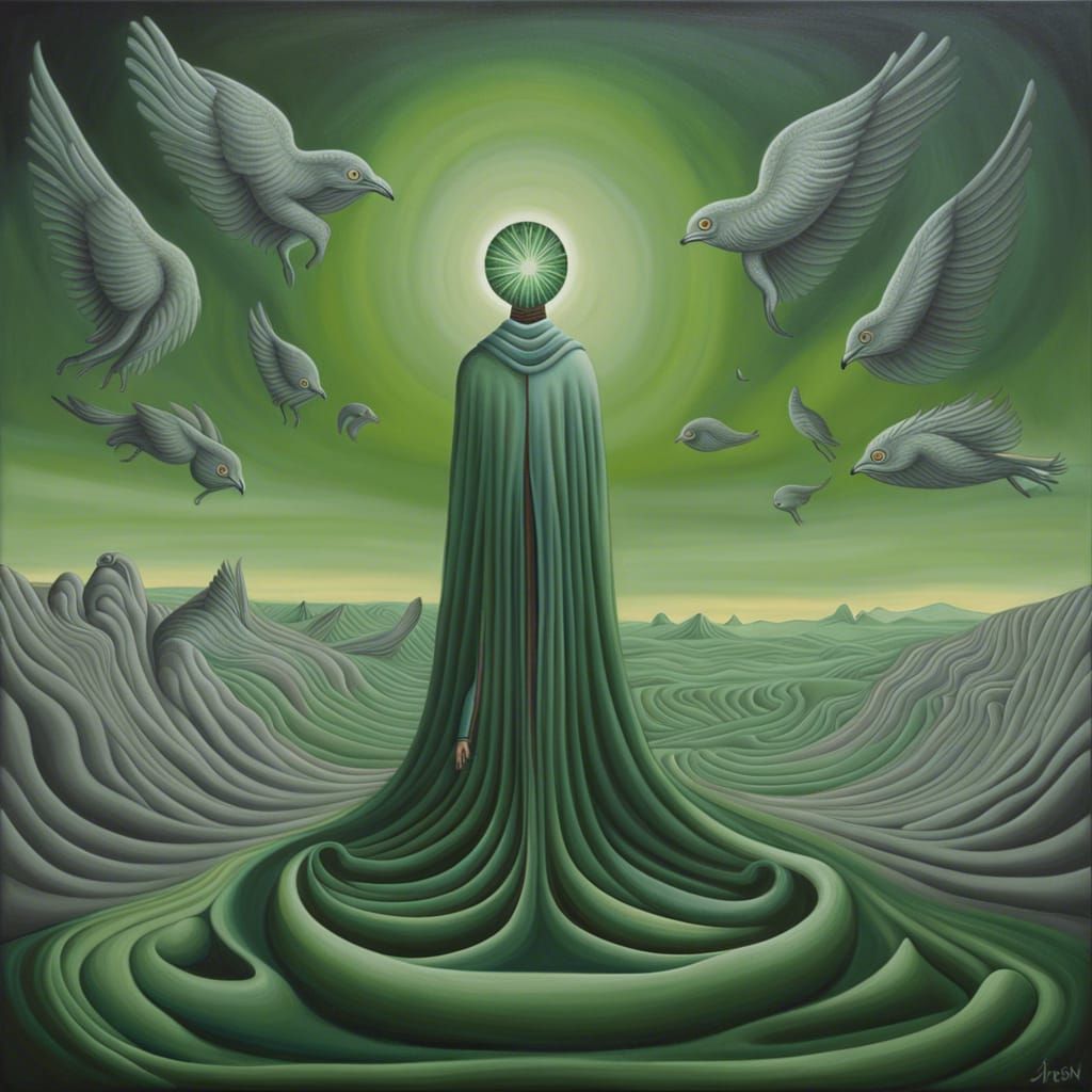 Surreal Oil Painting: Awe of Inner Spiritual Dimension